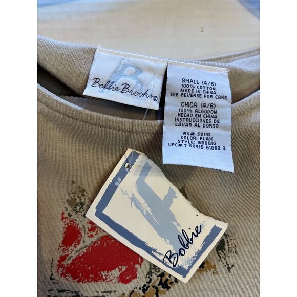 RARE! NWT- vintage Bobbie Brooks S  tan Maxi Dress  Giraffe & Leopard Print S/S - Picture 3 of 13